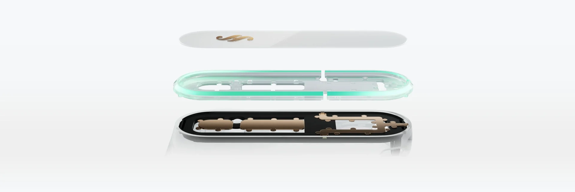 The oval antenna inside the earbud