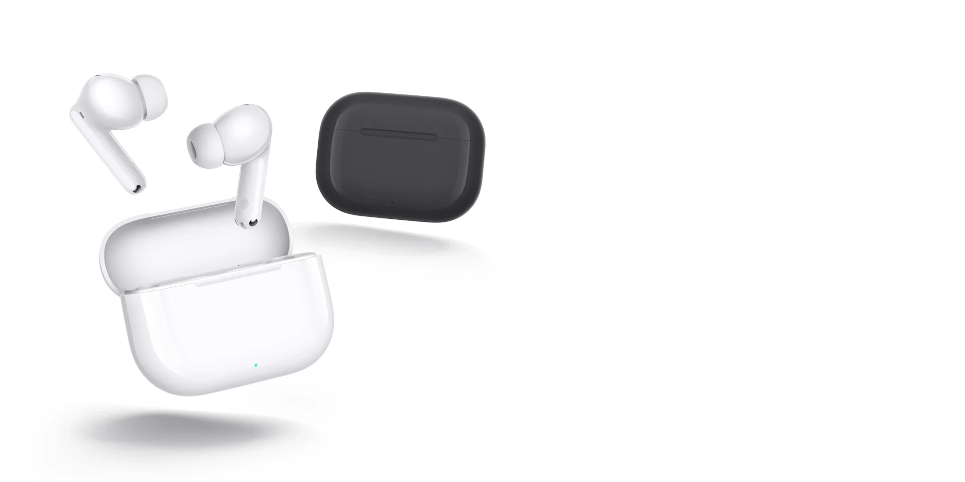 Белые HUAWEI FreeBuds SE 4 ANC и чёрный чехол