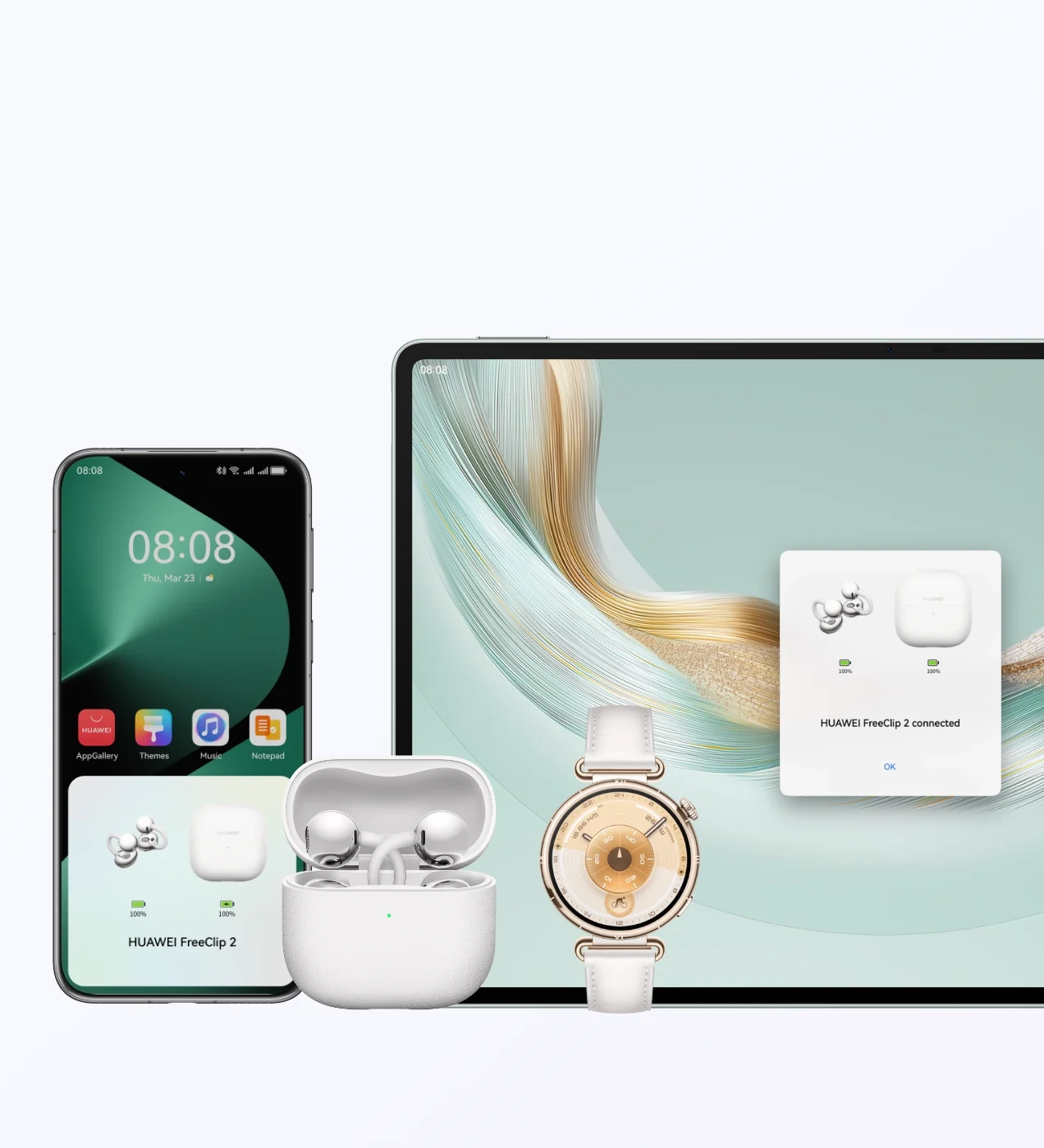 Telefon, planshet va soat bilan quloqchinlar