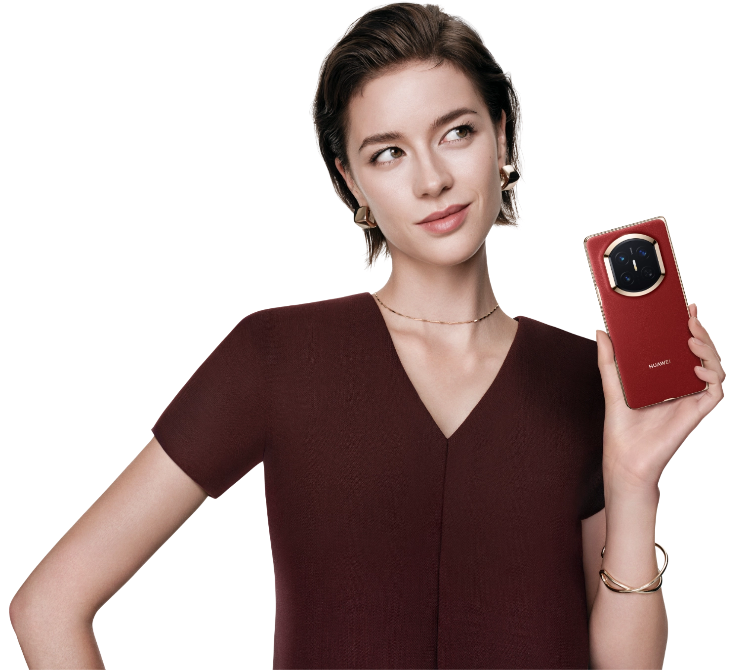 Женщина с красным HUAWEI Mate X7