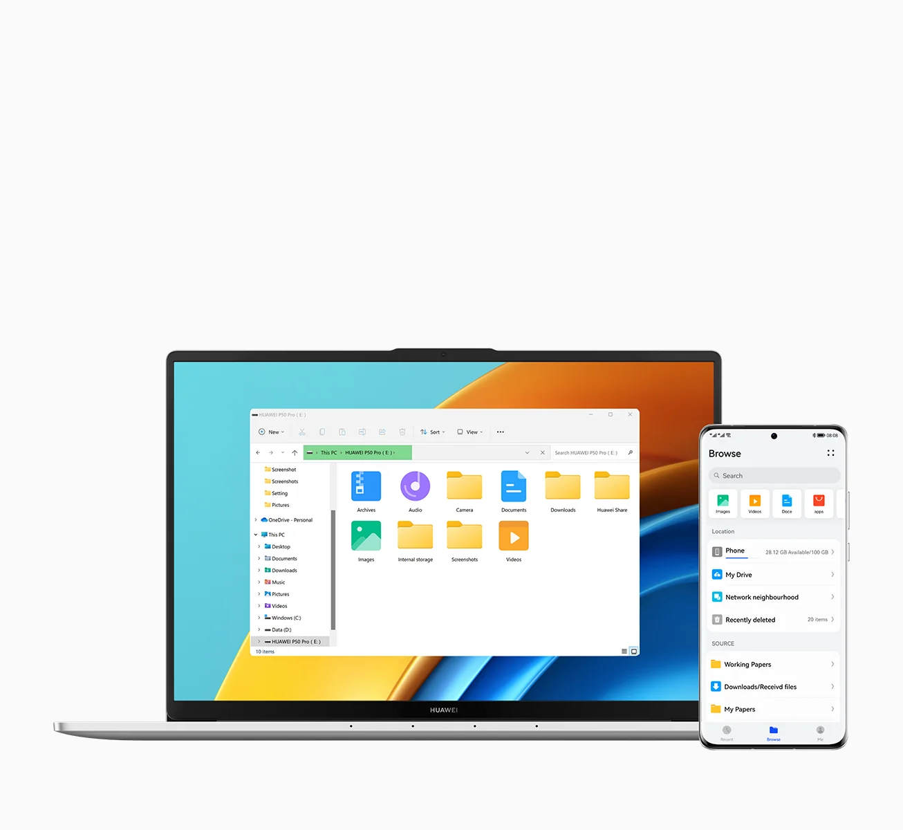 Sending a file from the laptop to a phone