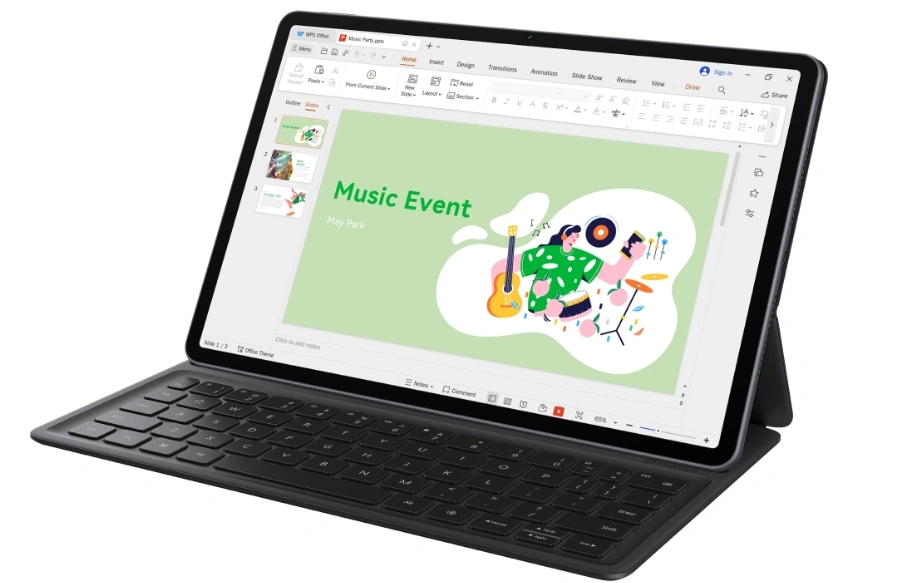 The tablet with the magnetic keyboard