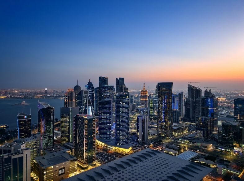 City skyline after sunset