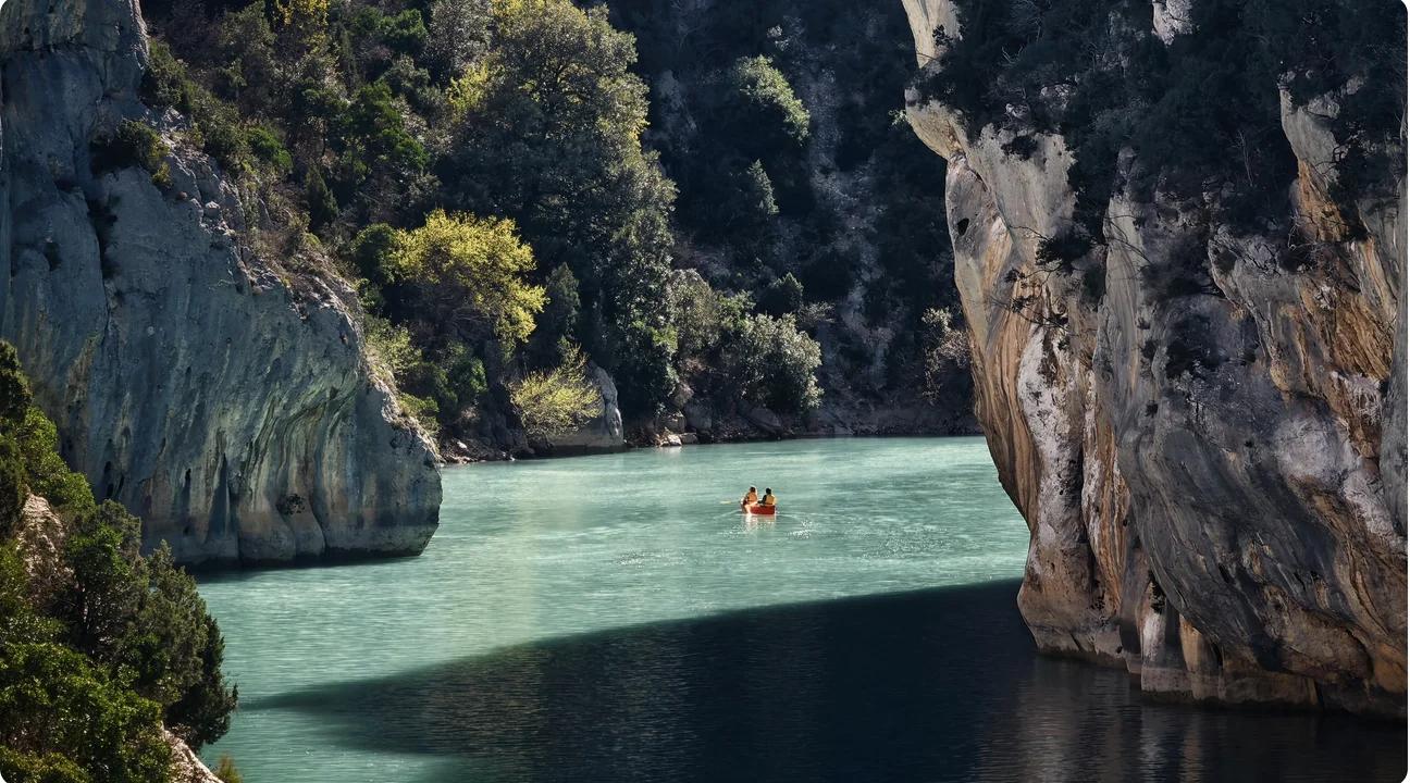 A river between cliffs
