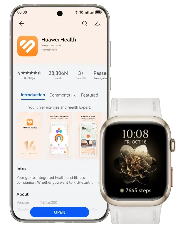 The HUAWEI Health app and the watch